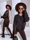 Knitted sweater "GLITTER BOW MO-4006" - CHOCO